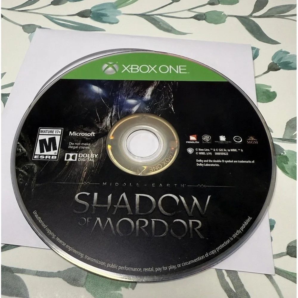 Middle Earth Shadow of Mordor Xbox One Game Disc‎ Only